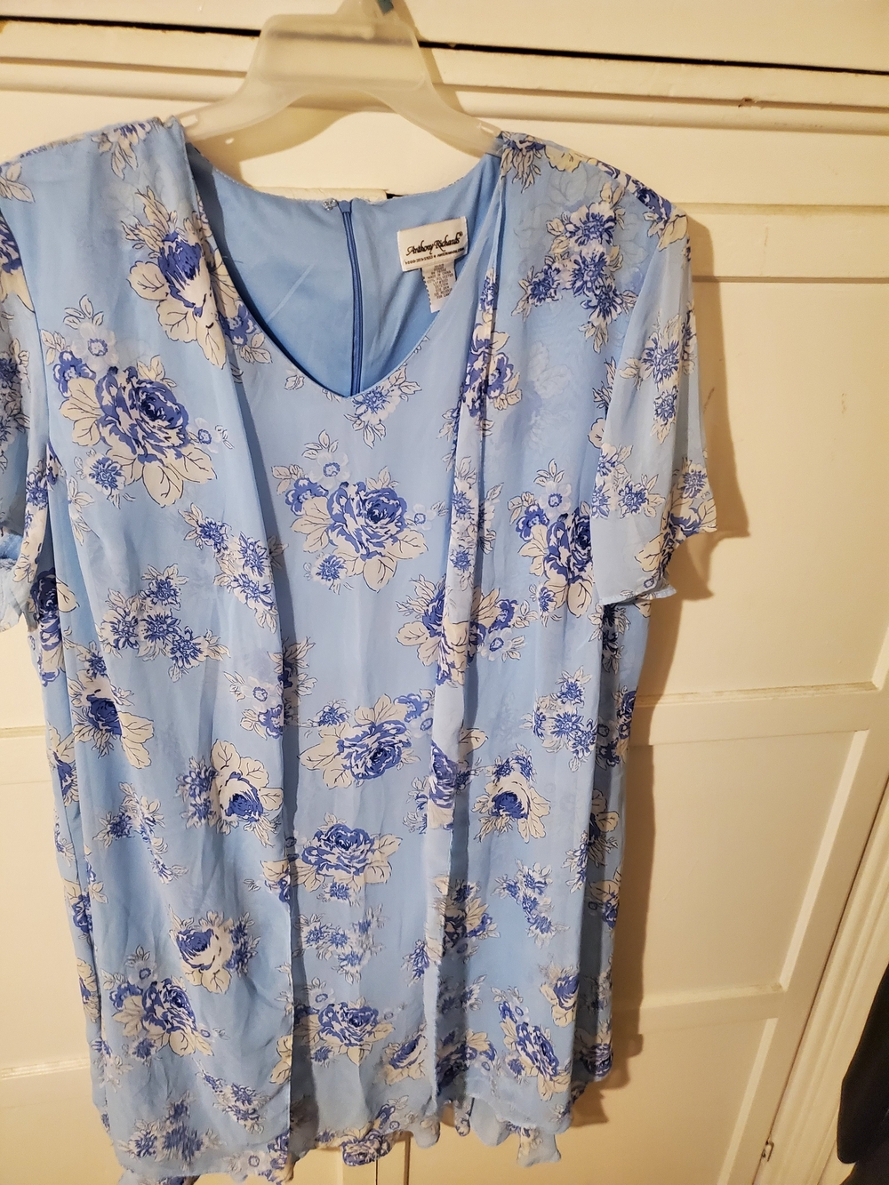 Anthony Richards Sky Blue Women's Midi Dress with Classic Collar